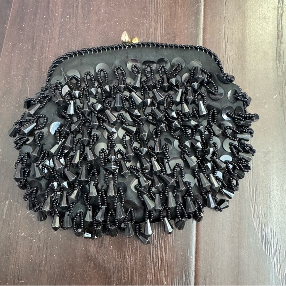 Vintage Black Beaded Clutch formal - Picture 2 of 6